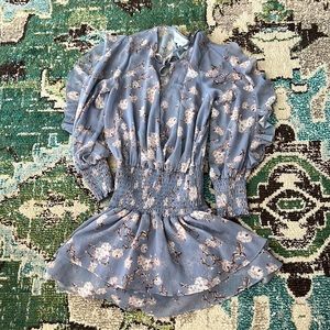 BLUELIFE lavender romper with flowers and cinched waist